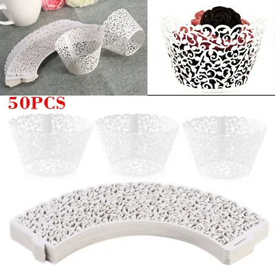 £7.66 • Buy Cupcake Wrapper Lace Laser Cut Wraps Cases Filigree Vine Muffin Birthday Wedding