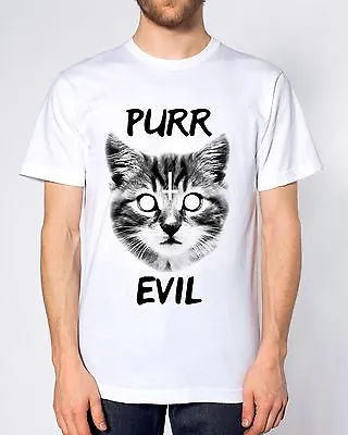 £11.95 • Buy Purr Evil T Shirt Cat Lover Meow Crazy Inverted Cross Men Women Kids Funny