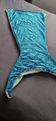 Mermaid Blue & Silver Sequin Soft Fish Tail Blanket • £7.50