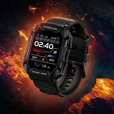 CARBINOX   TITAN PRO   Tactical Military Smartwatch IP69 Waterproof Black - NEW • $189.97