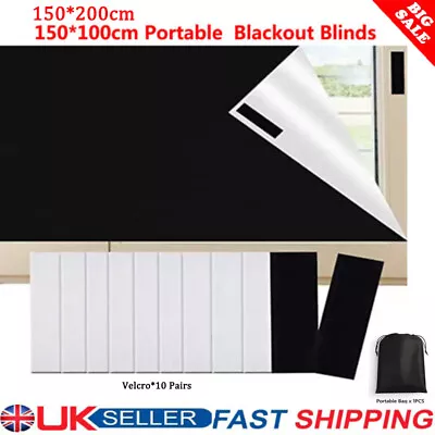 Portable Blackout Blind Window Thermal Insulated Kitchen Curtains Stick On DIY • £9.99