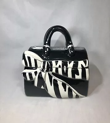 Vintage David’s Cookies Ceramic Zebra Bow Purse Cookie Jar • $14