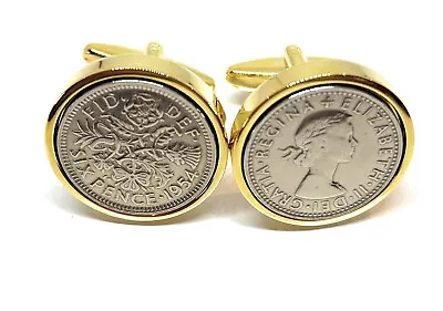 70th Birthday Gifts For Men Lucky Sixpence Cufflinks 1954 Birthday HT GLD • £16.99