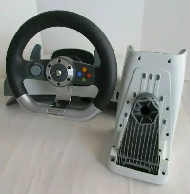 Xbox 360 Microsoft Wireless Racing Wheel - White - Used - W/force Feedback • $65