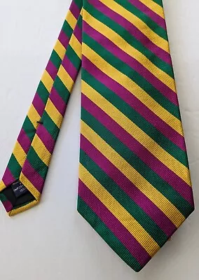 Vintage Perlis New Orleans Mardi Gras Traditional Stripe Tie Silk USA Made EUC • $56.25