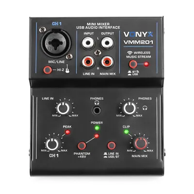 Vonyx 172.640 VMM201 2-Channel Mixer With USB Audio Interface • £49