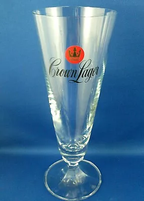 Retro CROWN LAGER BEER 17.5cm GLASS Stemmed Man Cave Breweriana Bar COLLECTABLE  • $29.95