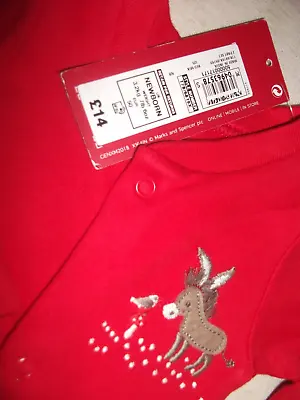 Baby Newborn My First Christmas Babygrow Marks And Spencer NEW • £5.99