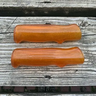 Bicycle Grips Orange / Copper Tone Glitter Fits Muscle & Road Bikes Nos • $44.99