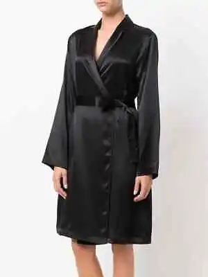 $465 La Perla Silk Short Robe | Black | S • $158.83