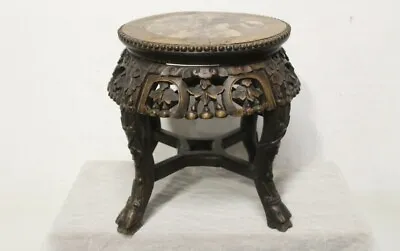Chinese Antique Rosewood & Marble Topped Plant Stand • $425