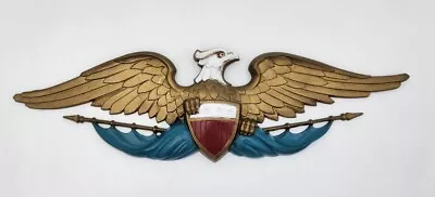 Vtg MCM Sexton USA American Eagle Cast Metal Wall Plaque 22  Red White Blue • $44.95