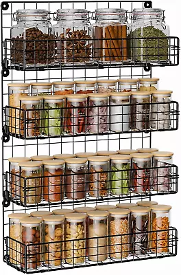 Spice Rack Organizer Wall Mounted 4-Tier Stackable Hanging Spice Storage Racks • $38.99