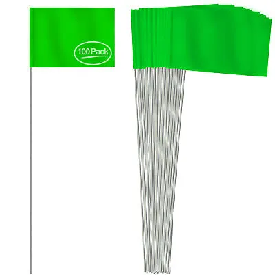 Anley Stake Flags 2.5x3.5 Vinyl Marking Flags With 15 Inches Steel Pole 100 Pcs • $22.95