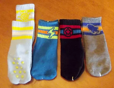 Set Of 4 Boys Crew Socks With Gripper Dots New • $6.99