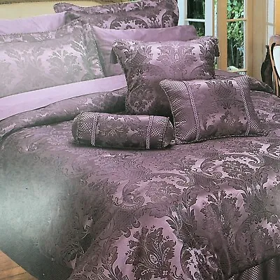 Luxury Woven Duvet Cover Set Single Bed Purple / Damson With Sparkling Thread • £15.95