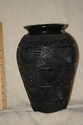 Pottery. Vintage Black Perforated Black Vase • $12.98