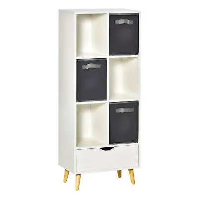 HOMCOM Modern Bookcase Tall Bookcase With Storage Shelves Drawer For Study • £49.99