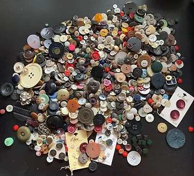 3 Lbs Vintage Button Lot - Metal Plastic Glass Pearl Bakelite+ • $13.06