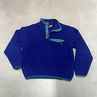 Vintage Eastern Mountain Sports Fleece Sweatshirt 1/4 Snap Blue Size M 90s Gorp • $29.99