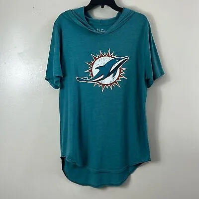 Majestic Threads Miami Dolphins Hoodie Blue Men’s Size L Short Sleeve • $19