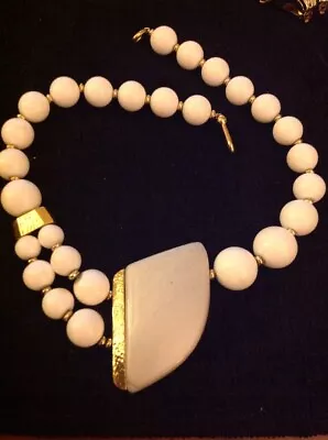 Vintage Trifari White Lucite Modernist Statement Necklace • $34.99