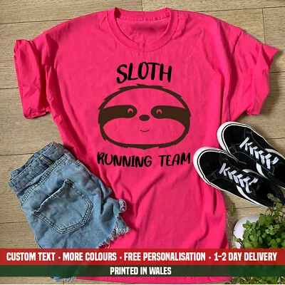 Ladies Sloth Running Team T Shirt Race Personalised Run For Life Charity Club • £14.99