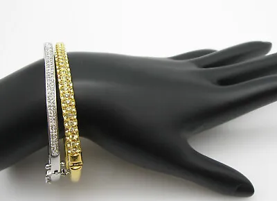 Nolan Miller Pave Crystal Gold Tone SU Silver Tone CZ Hinged Bangle Bracelet Lot • $21.60