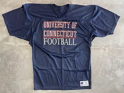 Vintage UCONN Champion Football Jersey T-Shirt Adult XL Made In USA 80s-90s MINT • $40