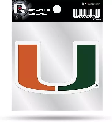 University Of Miami Hurricanes 4x4 Inch Die Cut Decal Sticker Primary Logo... • $10.79