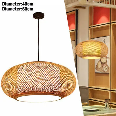 $99.99 • Buy Vintage Bamboo Wicker Rattan Pendant Light  Hanging Ceiling Lamp Fixture 40/60CM