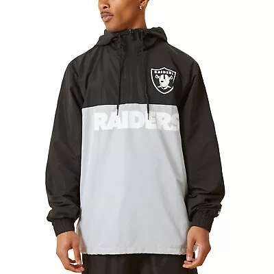 New Era Mens Las Vegas Raiders NFL 1/2 Zip Windbreaker Jacket - Black/Grey • £41.81