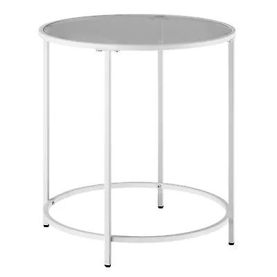 Round Side Table Glass End Table With Metal Frame Pearl White Coffee Table ... • $44.40