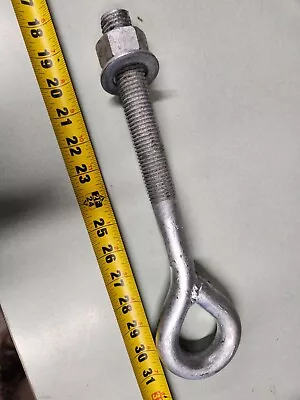 Unbranded 7/8 -9 X 12  Forged Eye Bolt W/ Nut & Washer Galvanized Made In USA • $40.99