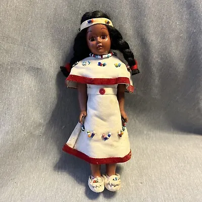 $22.99 • Buy Vintage Indian Doll Detailed Outfit Beads Mocassins Dress W/Shawl