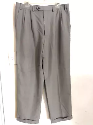 Chaps Pants Mens 36x32 Gray Khaki Chino Dress Cuffed Workwear Casual Pockets • $16.50