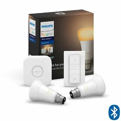$175 • Buy NEW Philips Hue B22 White Ambiance Starter Kit With Bluetooth HUEWAB22KITBT