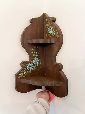 Vintage Handmade Hand Painted Wood Corner Shelf Cottage Core French Country  • $29.99