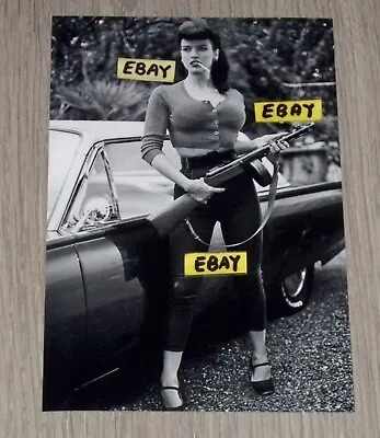 Vintage 4X6 Glossy Photo Retro Woman Smoking With A Rifle / Gun By 1950's T-Bird • $1.99