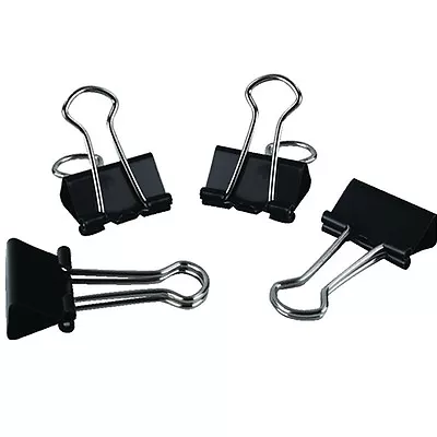 £0.99 • Buy 10 Foldback Metal Black Fold Back Bulldog Clips Paper Grip Take 65 Papers 80GSM