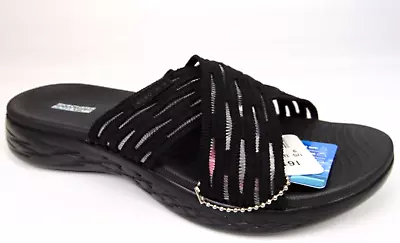 Skechers On The GO 600 Sunrise Goga Mat Cross Band Slide Sandals Womens Size 9.0 • $32.99