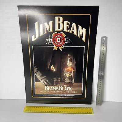 Vintage Jim Beam ‘Beams Black’ Promo Advertising Card Poster 45x30cm Man Cave • $30