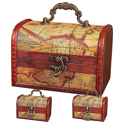 Small Chest Box Pirate Chest Storage Box With Lock And Handle Treasure Box Gifts • $24.52