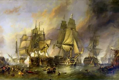 £7.95 • Buy Battle Of Trafalgar By Stanfield Wall Art Poster Print Painting War Ship A3 A4