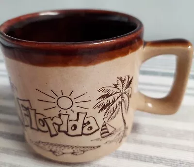 Vintage 70s/80s Stoneware Glazed Florida Mug Dolphin Palm Sun Oranges Alligator • $11.49