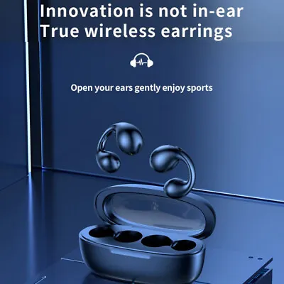 Bluetooth 5.3 Wireless Earbuds Ear Clip Bone Conduction Headphones Sport Headset • £12.99