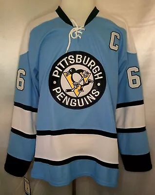 Mario Lemieux Pittsburgh Penguins Blue & White 1968-'71 Throwback CCM NHL Jersey • $119.99