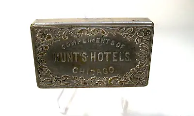 Antique Vintage  Match Safe Compliments Of Hunt's Hotels Chicago • $99.99