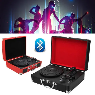 $85.99 • Buy Retro Turntable Vinyl Record Player Bluetooth Speakers PH/ INT/ BT 2.0 Suitcase