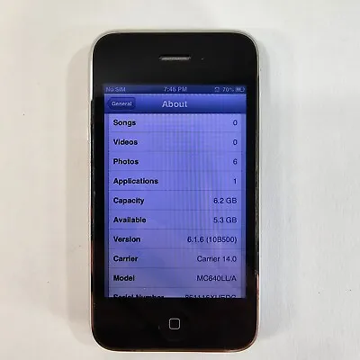 Apple IPhone 3GS - 8GB - Black A1303 (GSM) TESTED WORKS Factory Reset • $50.05